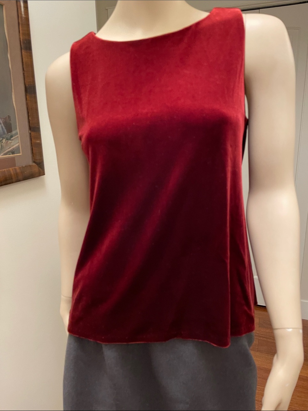 Ellen Tracy Sleeveless Velvet Camisole in Deep Red